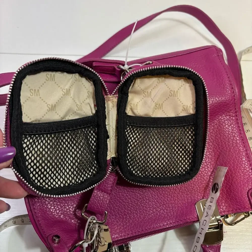 NWT Steve Madden Dark Fuschia Satchel Crossbody Purse with Coin Purse B10